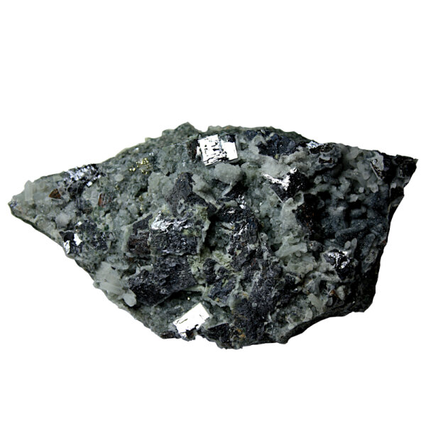 Galenit Bleiglanz mit Quarz Bulgarien ca. 13x7,5cm mit Skelett-Kristallen