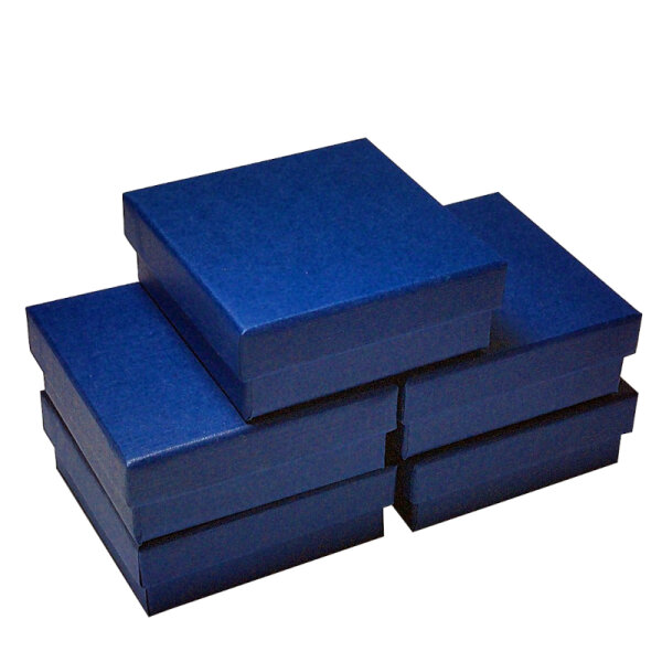 5 Pack Jewellery Case for Earrings and Pendants Cardboard blue 6x6cm with cottonwool inlay