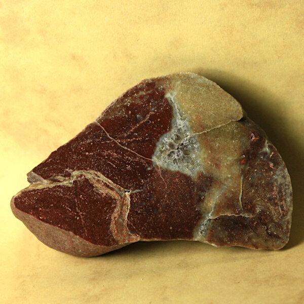 Red Jasper with Quartz Druse from Lower Lusatia Germany polished approx. 7x4cm