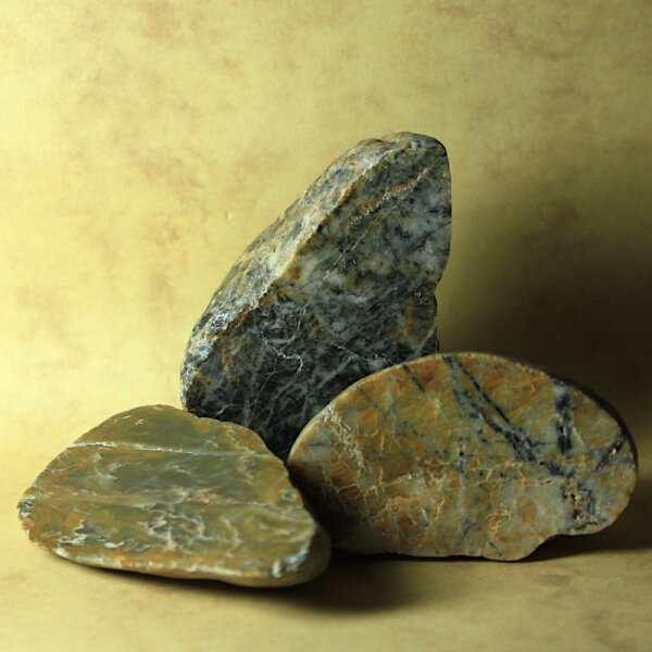 3x Chert from Lower Lusatia Germany polished approx. 6.5-8cm