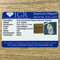 Diamond champagne Pear cut 0.31 Carats untreated natural