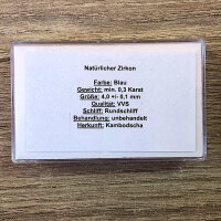 Zirkon blau ca. 4 mm Rundschliff min. 0,3 Karat...