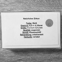 Zirkon weiß Kissenschliff ca. 0,9 Karat ca. 5x5mm...