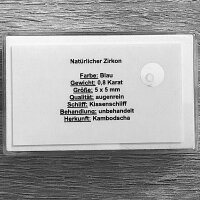 Zirkon blau Kissenschliff 0,8 Karat 5x5mm unbehandelt...